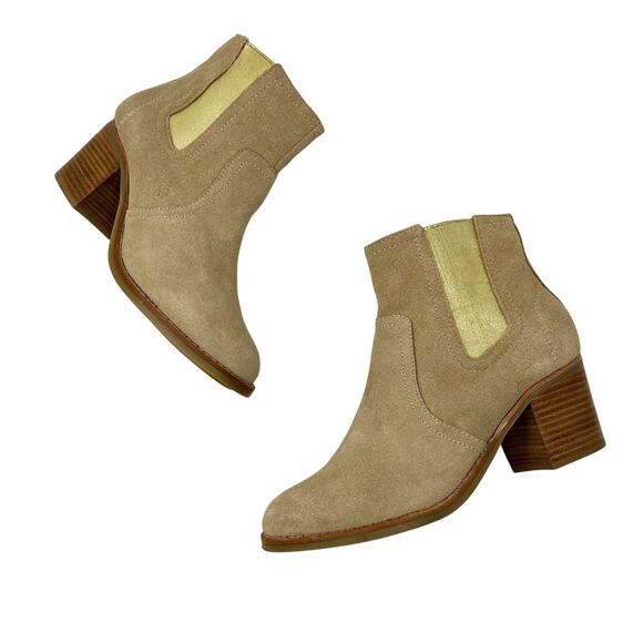 NEW Sperry Top-Sider Marlow Suede Heeled Ankle Boots Tan/Gold Shimmer size 8 M - Picture 3 of 16